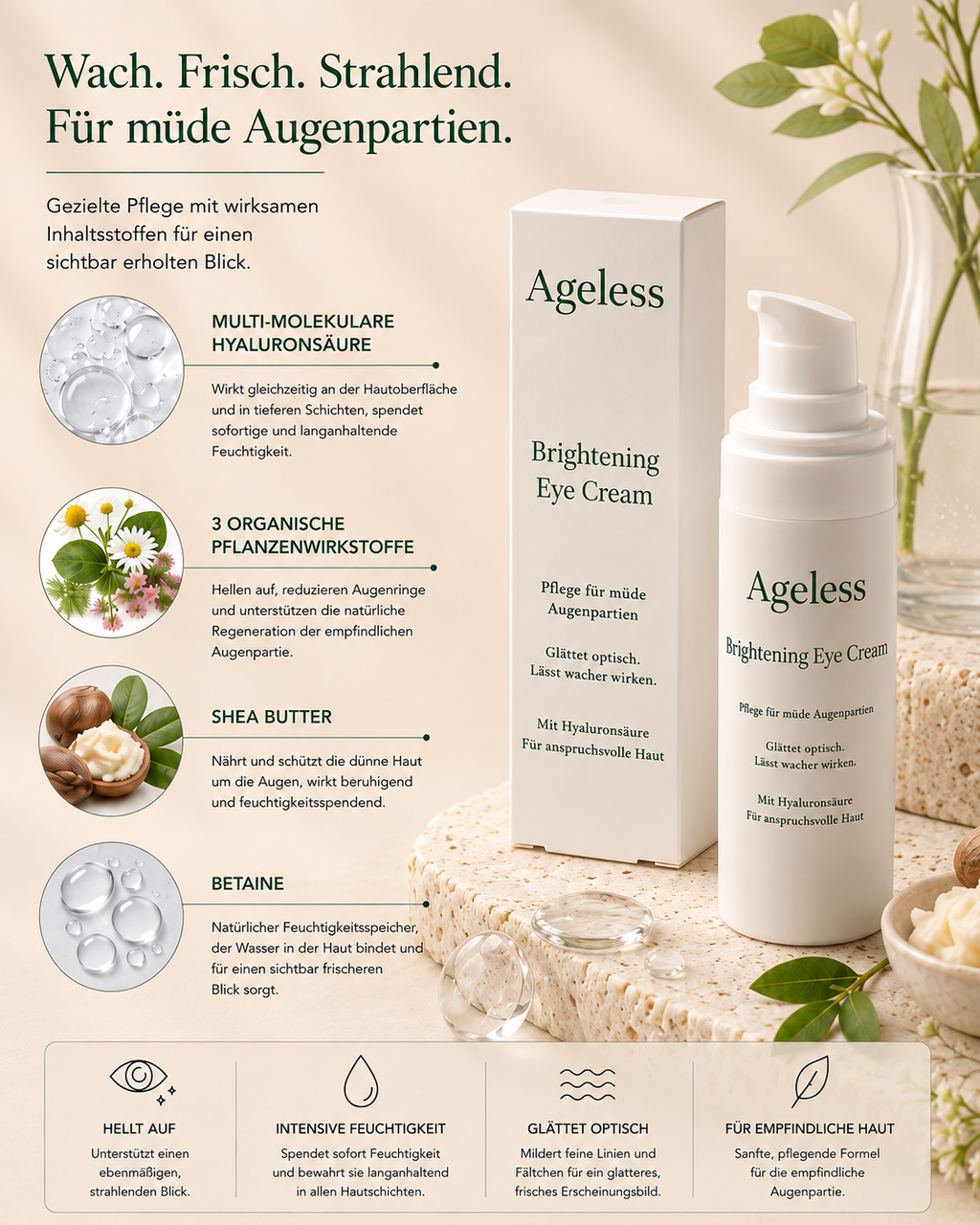Strahlende Augencreme