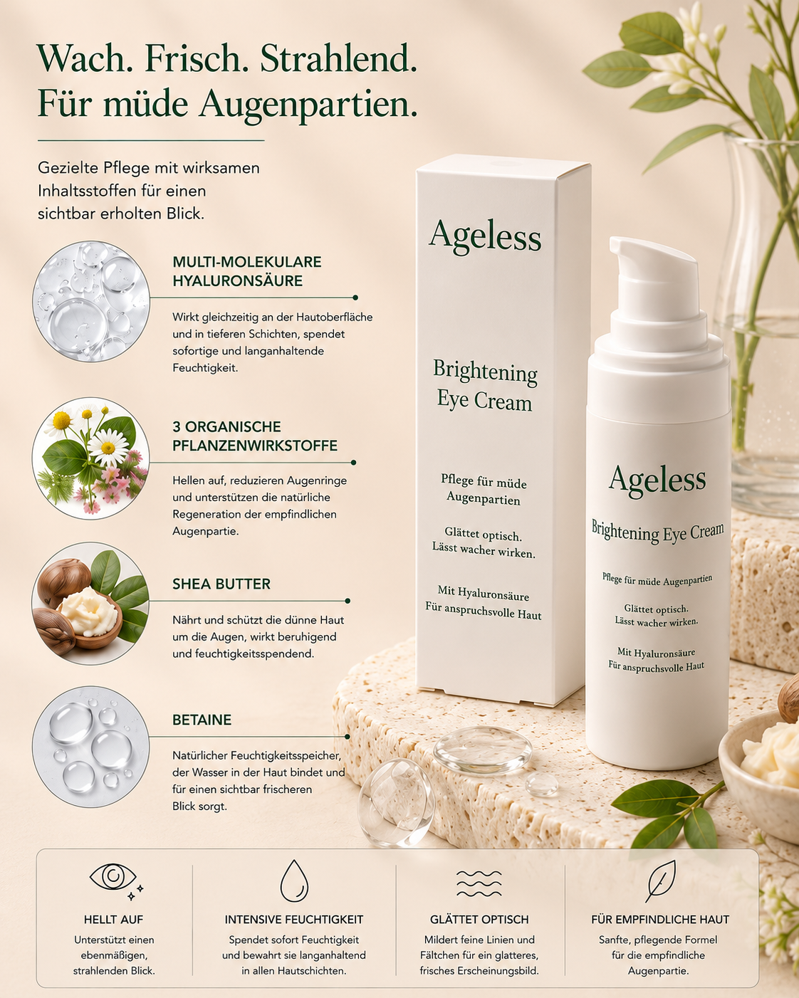 Strahlende Augencreme